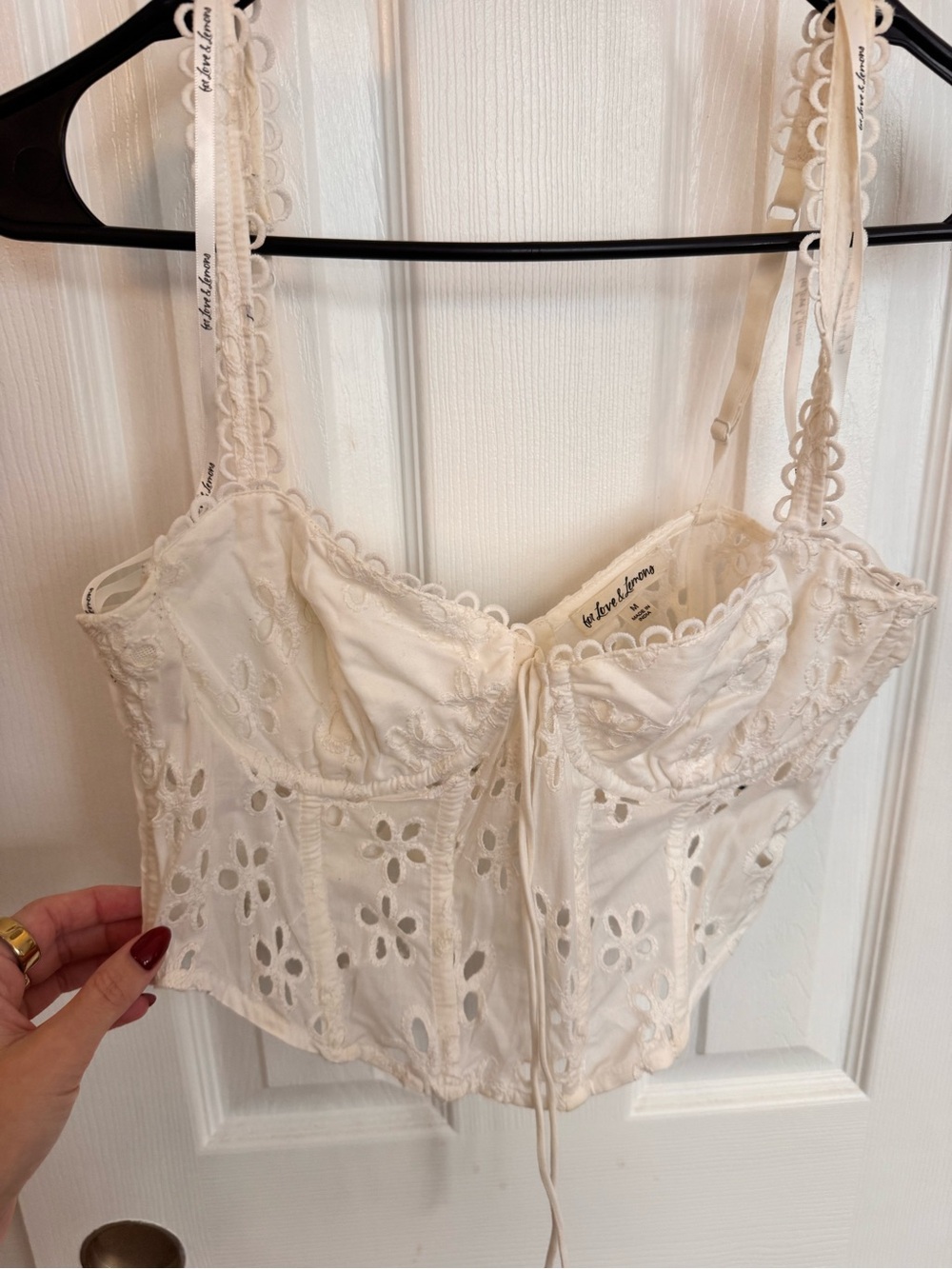 For Love & Lemons Ivory Eyelet Lace Bustier Bra Top